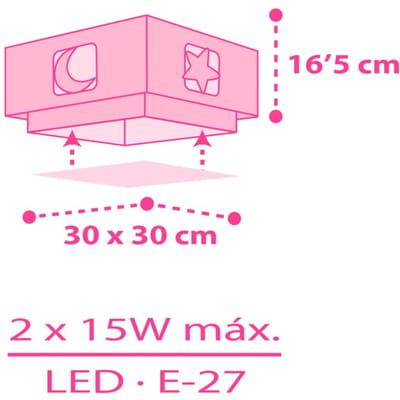 Dalber kinderkamer-plafondlamp MOONLIGHT, roze, 1-lamp