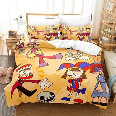 3D Printen The Amazing Digital Circus Beddengoedset Cartoon Anime driedelige set Volwassene Kind Slaapkamer Dekbedovertreksets Huishoudtextiel US Twin 173x218cm