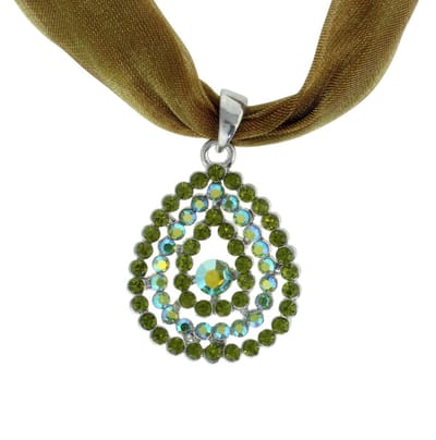 Behave - Zijde ketting met groene druppel hanger - Elegante stijl - 41 cm