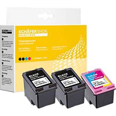 Schäfer Shop Select inktpatronen, vervangt HP 301XL (CH563EE/CH564EE), Mixpack, zwart, Tri-Colour