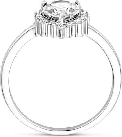 Gerhodineerd Zilver Ring Met Zirkonia Halo 1339153