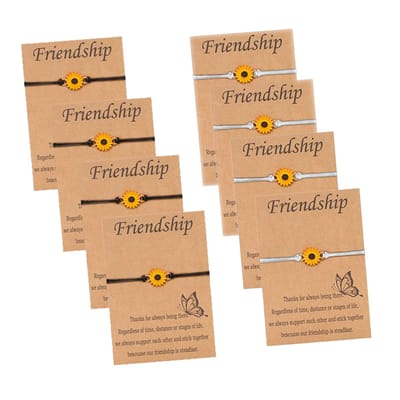 Bixorp Friends Vriendschapsarmbandjes voor 8 met Zonnebloem Wit & Zwart Bandje - BFF Armband Meisjes - Best Friends Armband Vriendschap Cadeau voor Acht