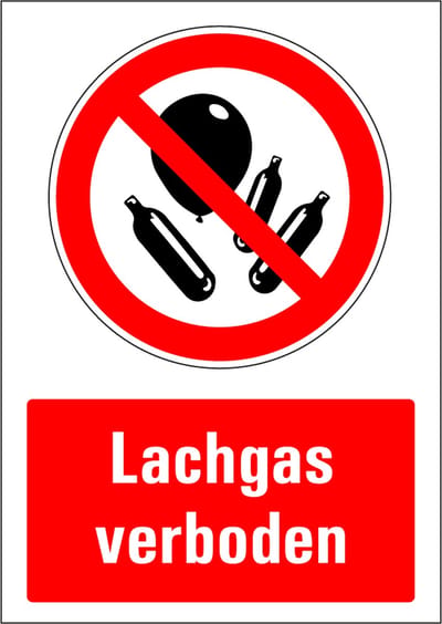 Lachgas verboden sticker 210 x 297 mm