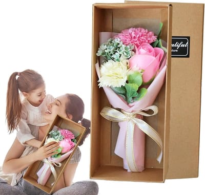 Bloemenboeketten box - Zeepbloemen anjer - Cadeau geven - Langdurig boeket - Emmer formaat - Gemengde kleuren