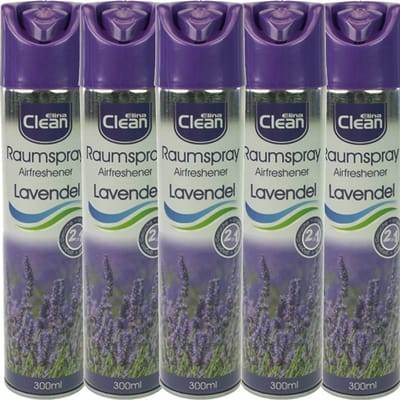 Elina Clean Lavendel Luchtverfrisser 5 x 300 ml Geurspray Lavendel Geurneutralisator Voordeelverpakking