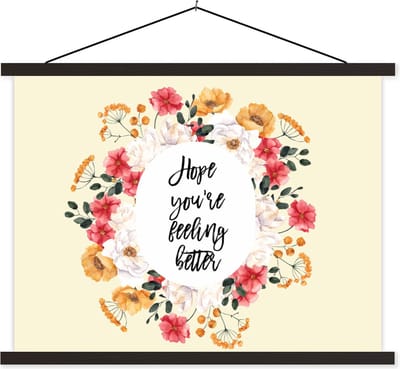 Posterhanger incl. Poster 40x30 cm - Schoolplaat - Beterschap - Quote - Bloem - Hope - Textielposter - Zwarte latten