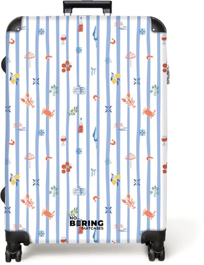 NoBoringSuitcases.com® - Koffer groot - Reiskoffer lichtgewicht - Gestreepte vakantie print kleurrijk - Rolkoffer met 4 wielen - Grote trolley XL - 98 liter bagage
