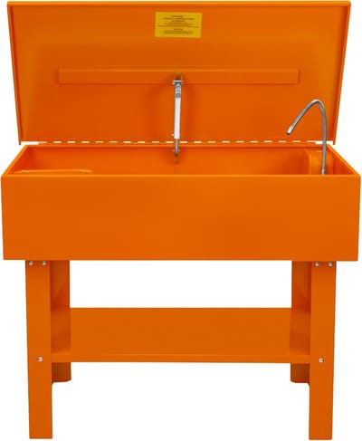 Onderdelenreiniger - oranje - 180l - met verwijderbare werkplank