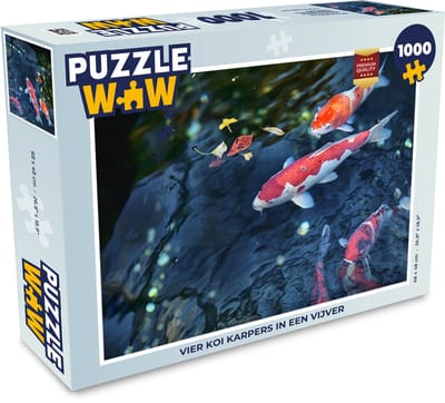 Puzzel Vier koi karpers in een vijver - Legpuzzel - Puzzel 1000 stukjes volwassenen