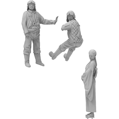 Tori Factory Militaire Miniatuur Figuur Serie WOII Japanse Marine Piloot en Afzwaaiende Vrouw Hars Kit 1/48 MF-36B gray