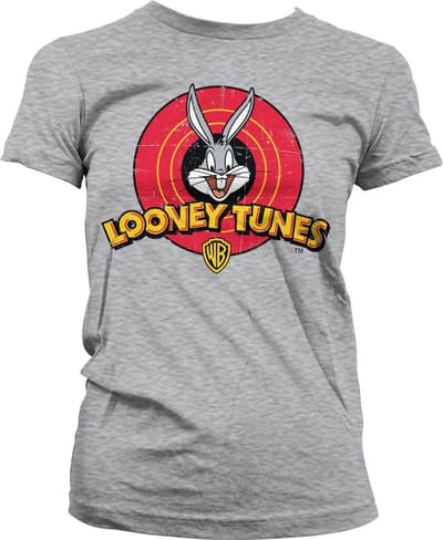 Looney Tunes Distressed Logo Girly T-shirt voor dames, Heather-Grijs