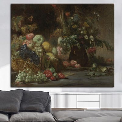 Diamant schilderij stilleven met fruit en bloemen volledige ronde strass kruissteek diamanten 20X30
