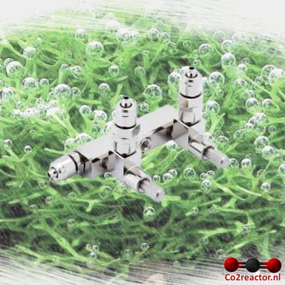 Oxyturbo CO2 aquarium 2-weg verdeler, naaldventielen, 4/6mm, koppelbaar