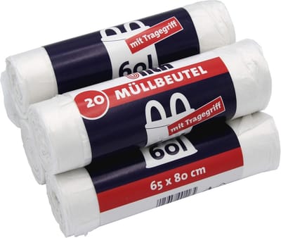 Scheurbestendige Vuilniszakken met Handgreep - 60 Liter - 100 Stuks