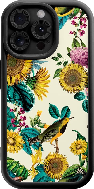 Casimoda® hoesje - Geschikt voor iPhone 15 Pro Max - Zonnebloemen / Bloemen - Effen telefoonhoesje met lensbescherming - Siliconen/TPU - Backcover - Multi