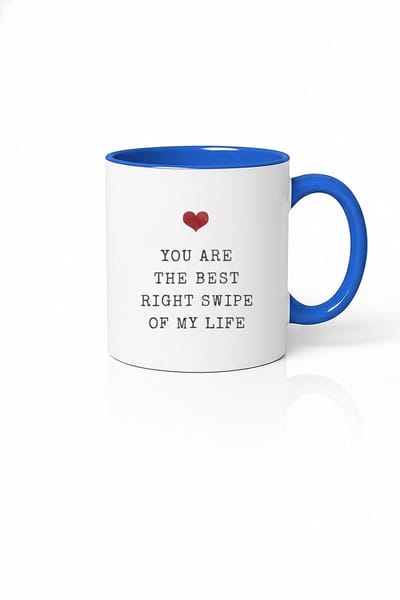 Romantische Mok 'The Best Right Swipe Of My Life' met Hartje - Uniek Liefdes Cadeau