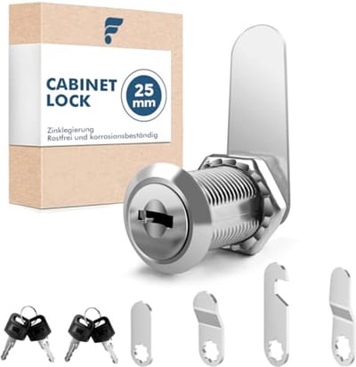 SnelShoppen - Cabinet Lock 25 mm met 5 Lock Plates en 4 Sleutels - Veiligheidslock voor Kasten, Deuren en Postvakken - Ideaal voor Thuis en Kantoor