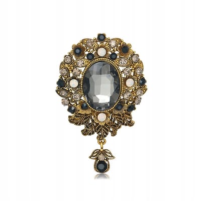 Barok Broche Oud Goud met Zwarte Zirkoon - Stijlvolle Damesaccessoire