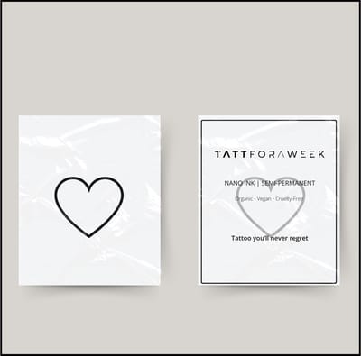 Tijdelijke tattoo hartje | Neptattoo volwassenen | Tijdelijke tattoo voor volwassenen | Temporary tattoo | Plaktattoos voor volwassenen | Neptattoos | Probeer zorgeloos een tattoo | tattforaweek