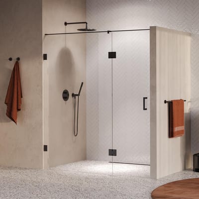 Brauer Void - Nisdeur - 2-Delig - Helder Glas - 170 x 200 cm - Omkeerbaar - met Draaideur 70 cm - Aan Glas - incl. Glascoating - PVD Gunmetal