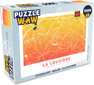 Puzzel Stadskaart - België - La Louvière - Legpuzzel - Puzzel 1000 stukjes volwassenen - Plattegrond