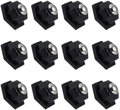 12 sets zelfklevende zwenkwielen voor meubels, platte tafelwielen met basis, ideaal voor opbergdozen en huishoudelijke apparaten, zwart, 42 x 37 x 23,5 mm