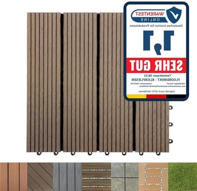 WPC Terrastegels - Kliktegels Balkontegels - Buitenruimte Verfraaien - Met Drainagefunctie - 30 x 30 cm - Donkerbruin
