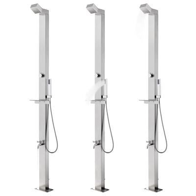 vidaXL - Buitendouche - met - grijze - basis - 225 - cm - roestvrij - staal