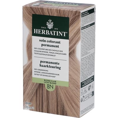 Herbatint Haarverf - Permanente Vegan Haarkleuring - Natuurlijke haarkleuring - 100% grijsdekking - Zonder gebruik van ammoniak - 8N Licht Blond – 170 ml