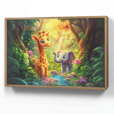 Nachtlampje 100x70 cm - Kinder lamp - Giraf - Olifant - Bloemen - Jungle - Tafellamp kinderkamer draadloos - Slaapkamer lampje - Bedlamp kinderen - Kinderlampje - Wandlamp babykamer - Nachtlampjes