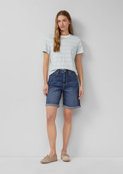 Korte jeans wijde pijpen reguliere pasvorm middelmatige taille en lichte brede benen vrouw s.Oliver Suri