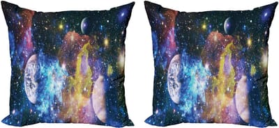 ABAKUHAUS Decoratieve kussenhoes, 2-pack, futuristische interpretatie, modern accent, dubbelzijdige digitale print, 45x45 cm, meerkleurig