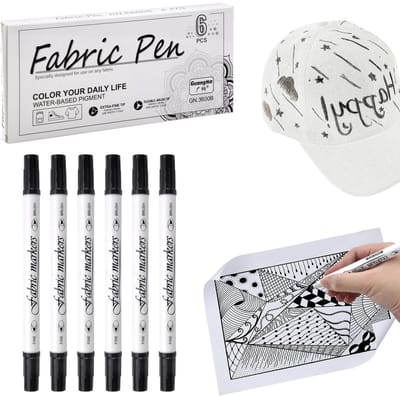 Dailygoods- Textielstiften 6 stuks - Wasmachinebestendig - Dubbele tip - Niet-giftig - Permanent - Lijndikte 1-5 mm - Stofmarkers