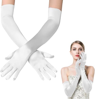 Elegante Lange Satijnen Handschoenen van 55 cm voor Bruiloften, Feestjes en Theatrale Optredens