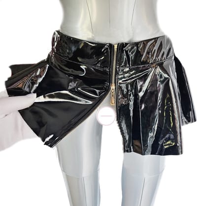 BamBella® - Minirok - S M - LATEX en stof Ultra korte rok - - Sexy Erotische dames fetish kleding -