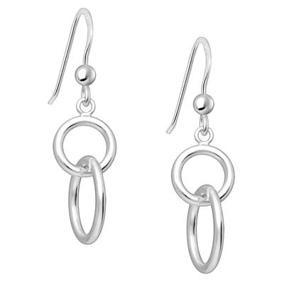 EAR IT UP - Oorbellen - Cirkels - Geschakeld - Haak - 925 sterling zilver - 35 x 14 mm - 1 paar
