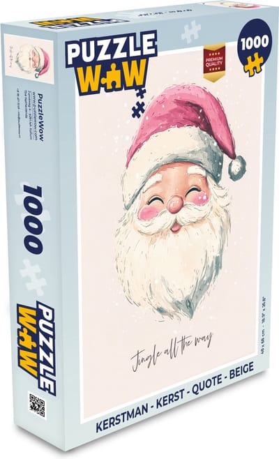 Puzzel Kerstman - Kerst - Quote - Beige - Legpuzzel - Puzzel 1000 stukjes volwassenen - Kerst - Cadeau - Kerstcadeau voor mannen, vrouwen en kinderen