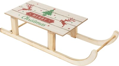 Decoratieve houten arrenslee met LED's en timerfunctie 60 cm lange kerstslee