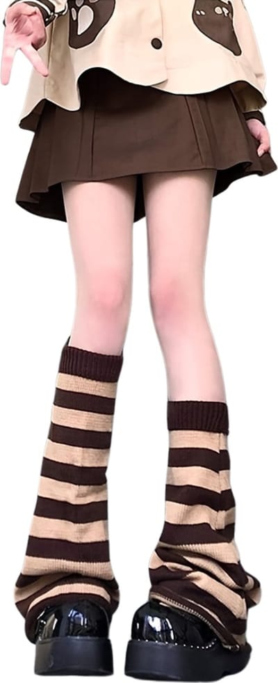 Nivard Beenwarmers - Dames - Overknee - Ballet - Wol - Kniekousen - Leg Warmers - Warm - Winter - Sokken - Zwart - Koffie