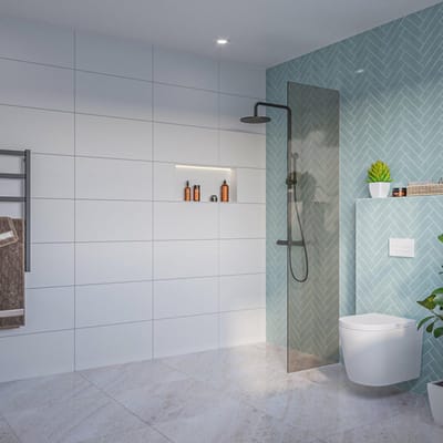 FugaFlow Eccelente Vetro Inloopdouche - rook glas - 50x200cm - 8mm - nano - blind inbouw profiel
