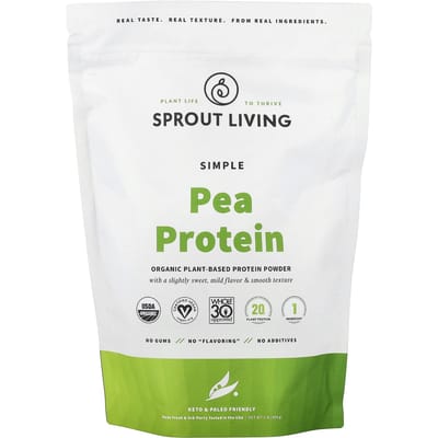 Sprout Living, Protéine de Pois Simple et Biologique, Non Aromatisée, 1 lb (454 g)