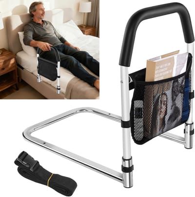 Veiligheidsbedhek Met Opbergtas, Antislip en Comfortabele Handgreep, Bedhek Voor Ouderen, Valpreventie Handgreep, Bedsteun, Bedstok