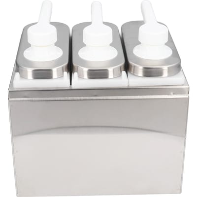 Sausdispenser Pomp Salade Jam Kruiden Smaakmaker Knijppomp Container met Basis voor Keuken Restaurant 3 Pumps