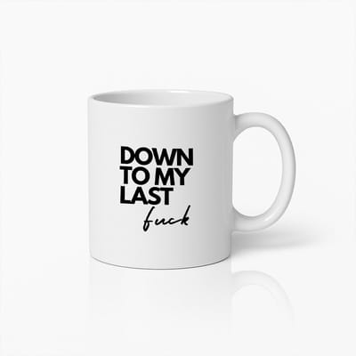 Grappige Koffiemok met "Op Mijn Laatste F*ck" Tekst – Sarcastisch Cadeau voor Vrienden & Collega’s