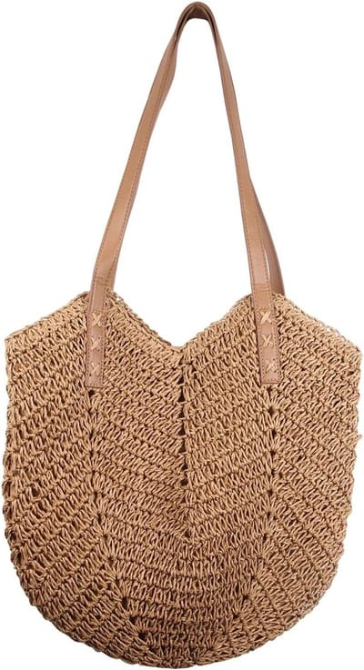 Grote Strohandtas voor Vrouwen, Zomerse Strandtas, Handgemaakte Gevlochten Rieten Schoudertas voor Vakanties en Dagelijks Gebruik