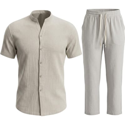 Zomerset Heren - Zomerbroek Heren - Shirt en Lange Broek - Twinsets - C211 - Grijs