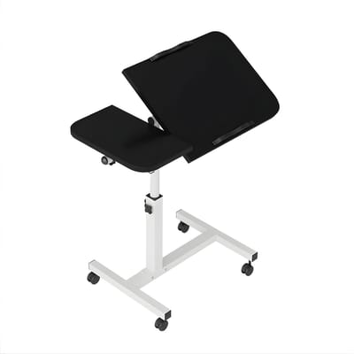 Mobiel Sta-Bureau - Verstelbaar Rollend Laptopbureau met Kantelblad & Lade - Voor Slaapkamer & Woonkamer - Zwart