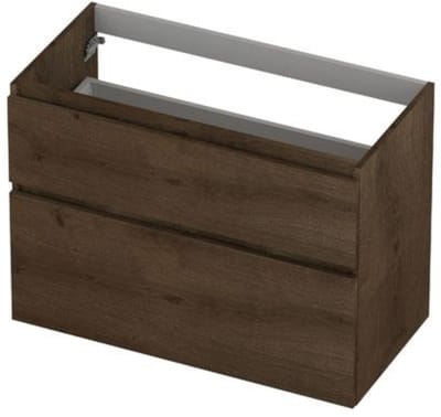 INK - Onderkast 2 Laden Greeploos Fineer Eiken met Houten Keerlijst A-symmetrisch - 900x450x650 Mm - Chocolate Fineer