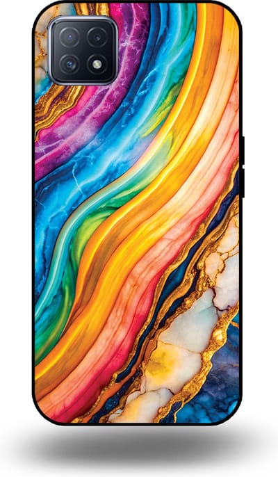 Smartphonica Telefoonhoesje Geschikt voor OPPO A53 5G / A72 5G / A73 5G met Regenboog Goud Marmer Opdruk - TPU Backcover Case Rainbow Gold Marble Design geschikt voor Oppo A53 5G;Oppo A72 5G;Oppo A73 5G