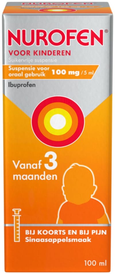 Nurofen Suspensie Voor Kinderen Suikervrij 100 mg/5 ml - 2 x 100 ml